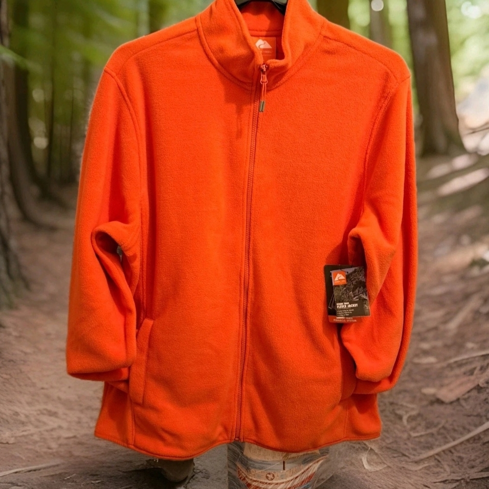 Ozark Trail Men's Pinnacle System Vibrant Orange Fleece Jacket High Visability